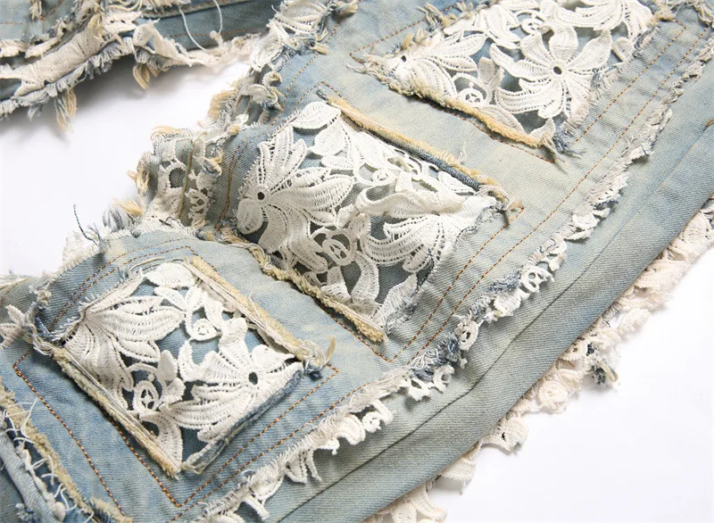Fashionable Customized street ripped holes denim   jeans  Embroidered  Denim Jeans Baggy Straight baggy jeans pants