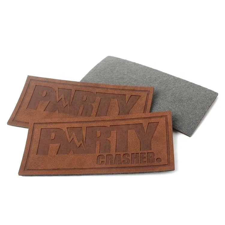 Wholesale Custom Debossed Brand Name Logo PU Leather Labels Patches for Jeans