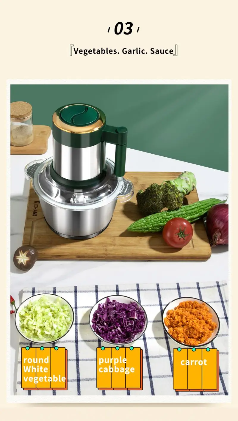 1.8L Stainless Steel Chopper, Stand Food Function Multi Processor Vegetable Grinder/