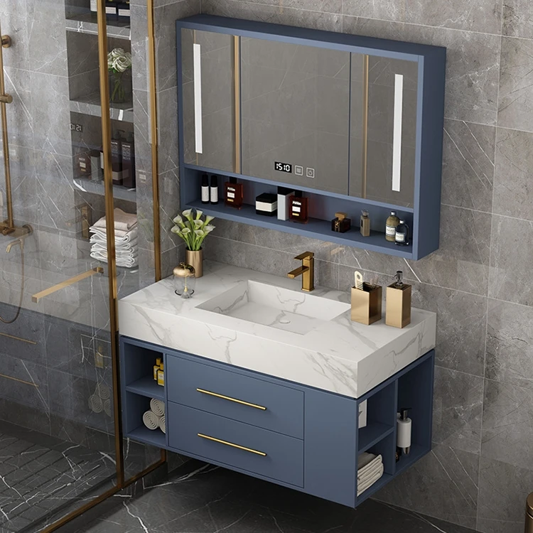 2023 Custom new style 40 inch Floating wall 1 Sink hanging 2 Drawers bath furniture Bathroom Vanity Cabinet