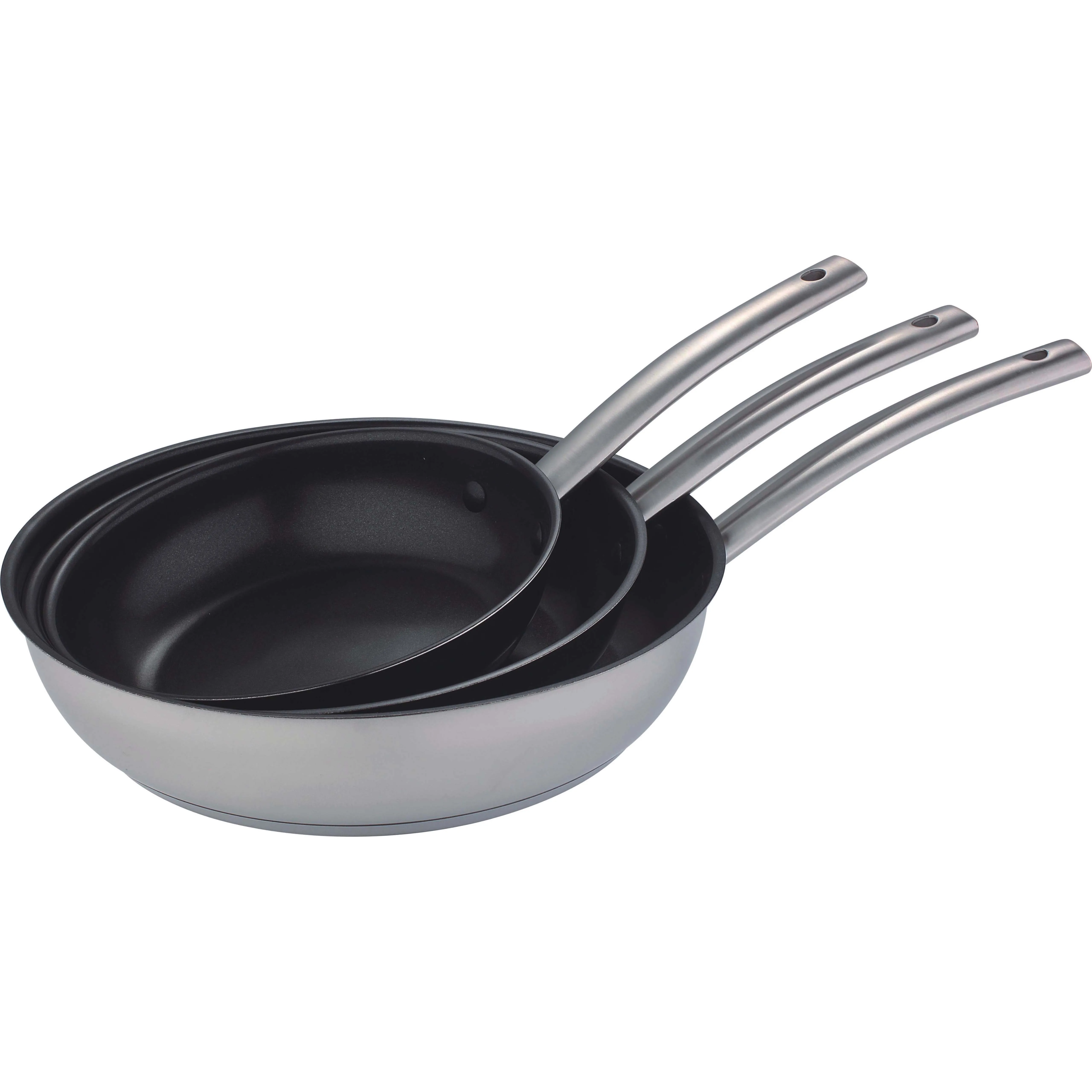 24-26 CM Non-stick Stainless steel Fry pan 201# Capsuled bottom with induction Basic Design