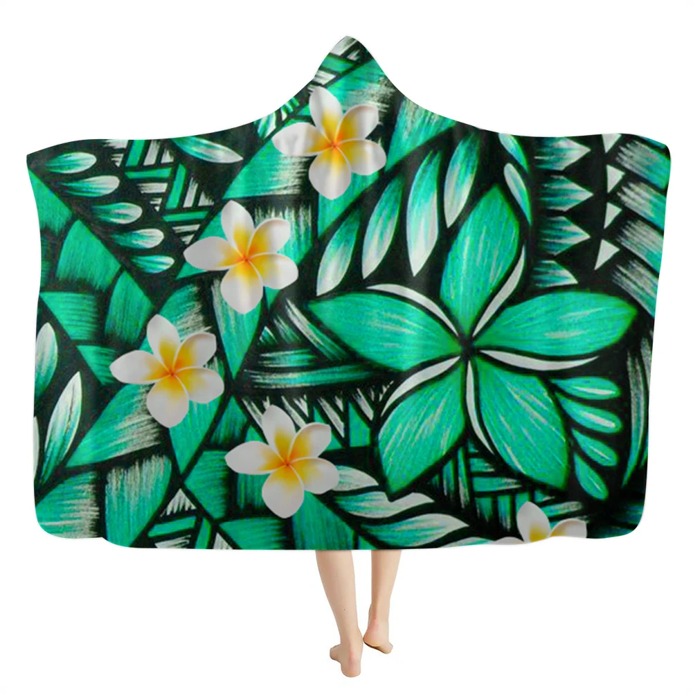 New Arrival 2021 Polynesian Pattern 3D Print Soft Hooded Bathrobes Cloak Hooded Blanket Throw Cozy Beautiful Wearable Blanket