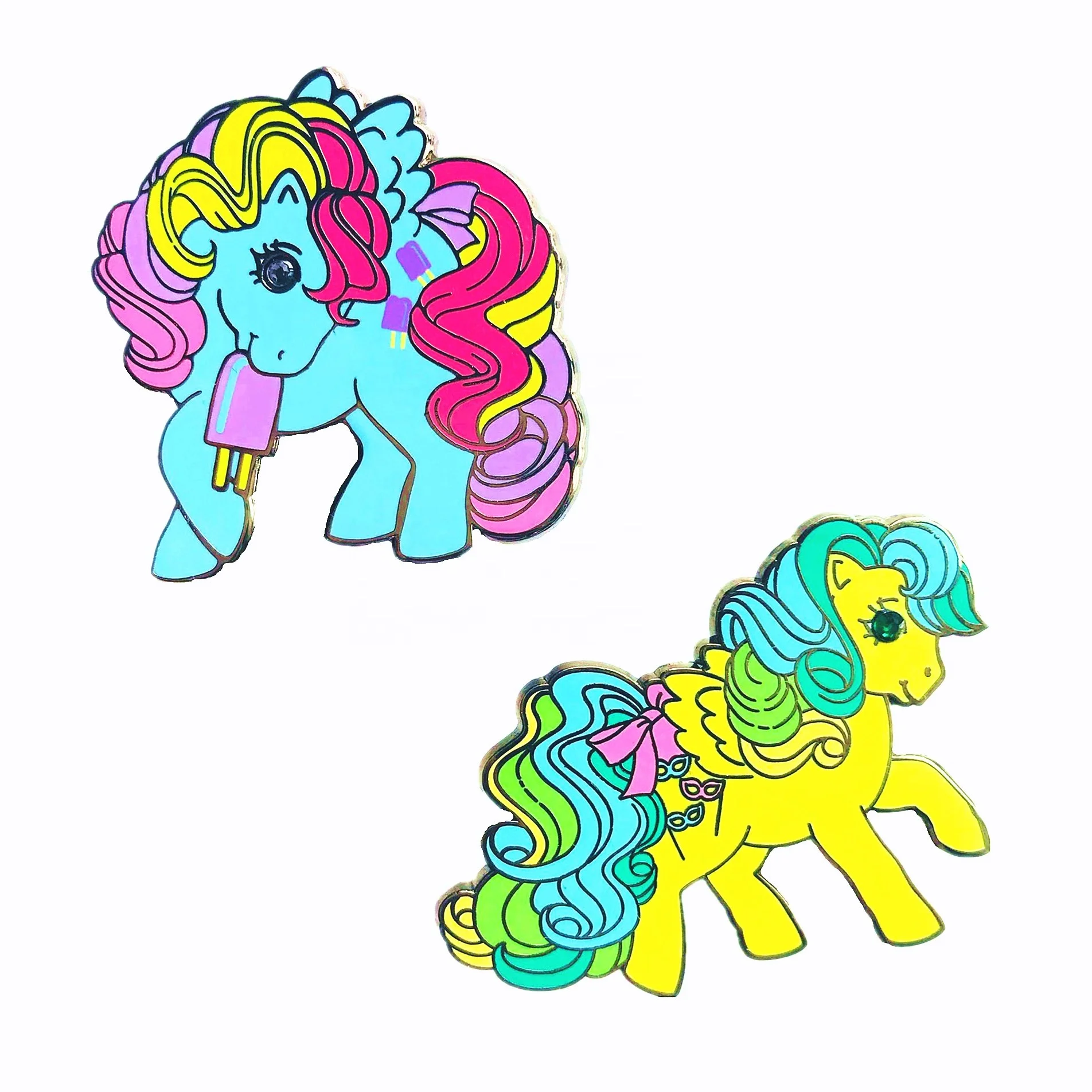 Hot Sale Gifts Your Own Lapel Pins Free Horse Pony Design Metal Craft Rhinestone Diamond Hard Enamel Pins With Screen Printing