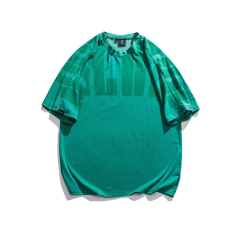 Men Fashion Loose Reverse Cut And Sew T Shirt 100% Cotton Oversized Tshirt Custom Washed Vintage T Shirt