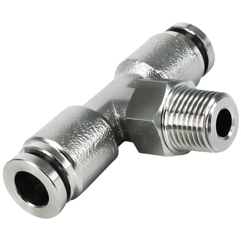 oulu factory outlet china manufacturer 304 316 air hose pneumatic pipe connector pipe fitting Tee hydraulic water  male joint