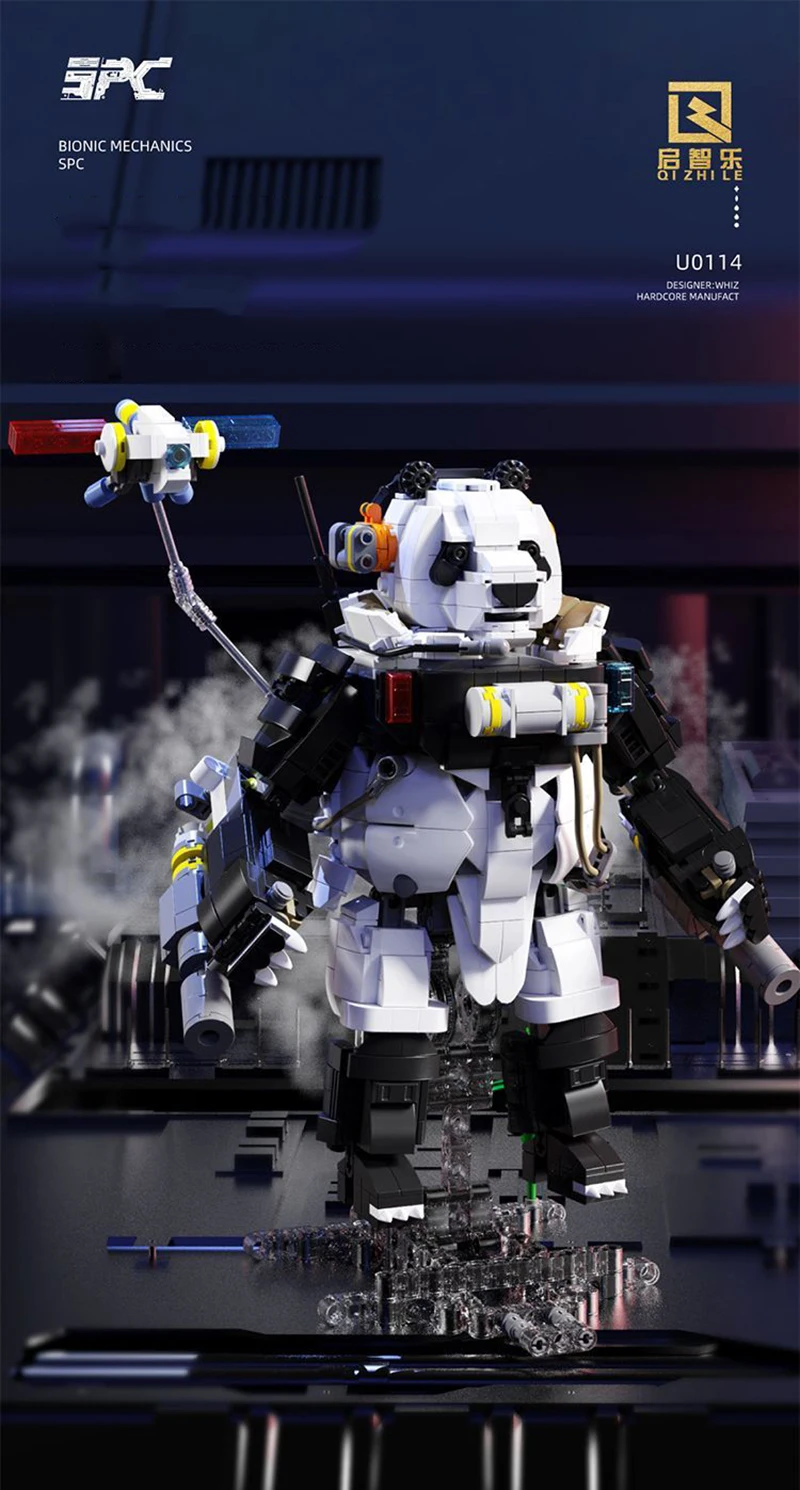 QIZHILE Robot SWAT Panda Building Blocks Animal Building Toy Bricks, 1348 Pieces police Panda Assembled Toy Animals Bricks