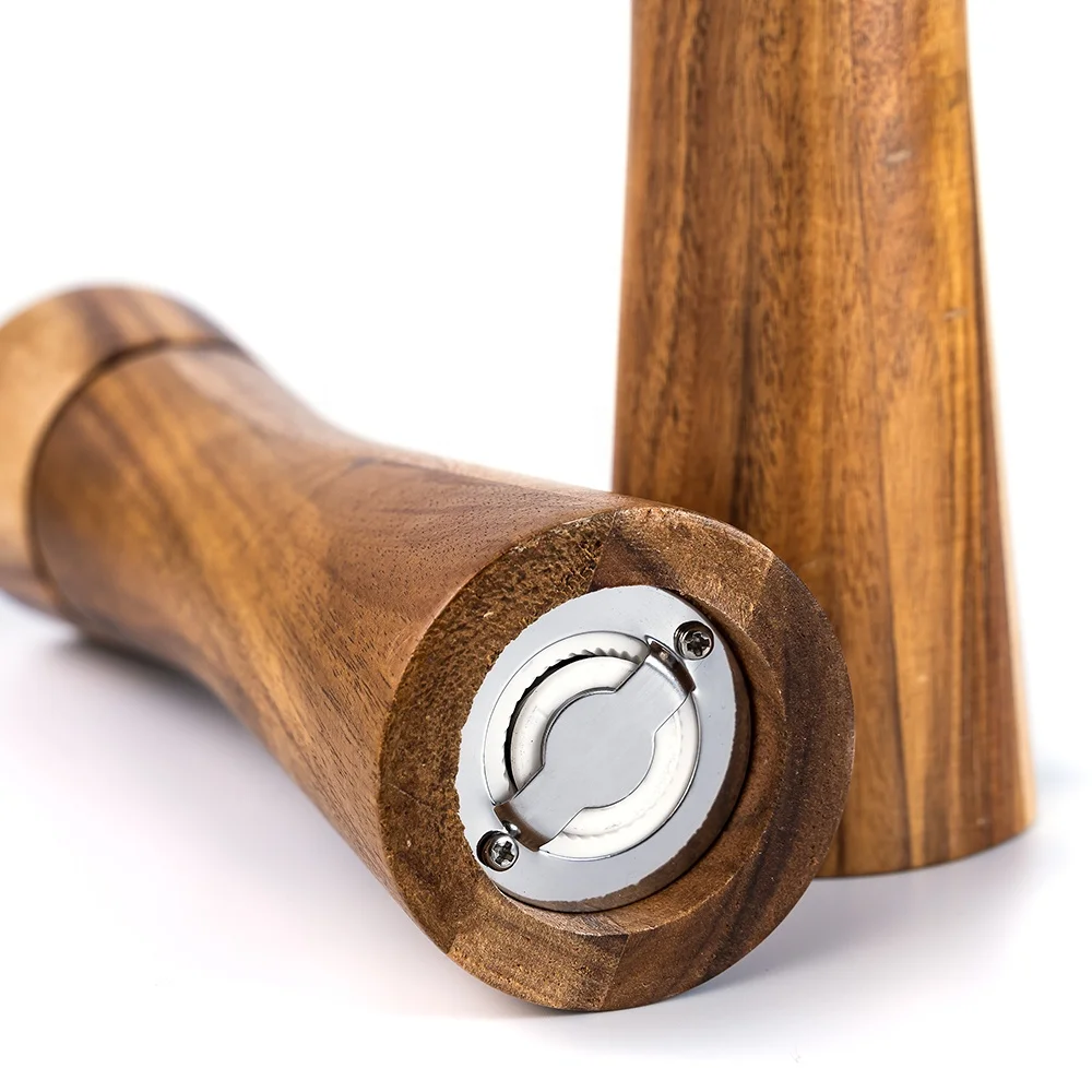 Manufacturer Wooden Spice Crusher Set 6in 8in 10in Acacia Wood Salt Grinder and Black Pepper Mill with Custom Gift Box
