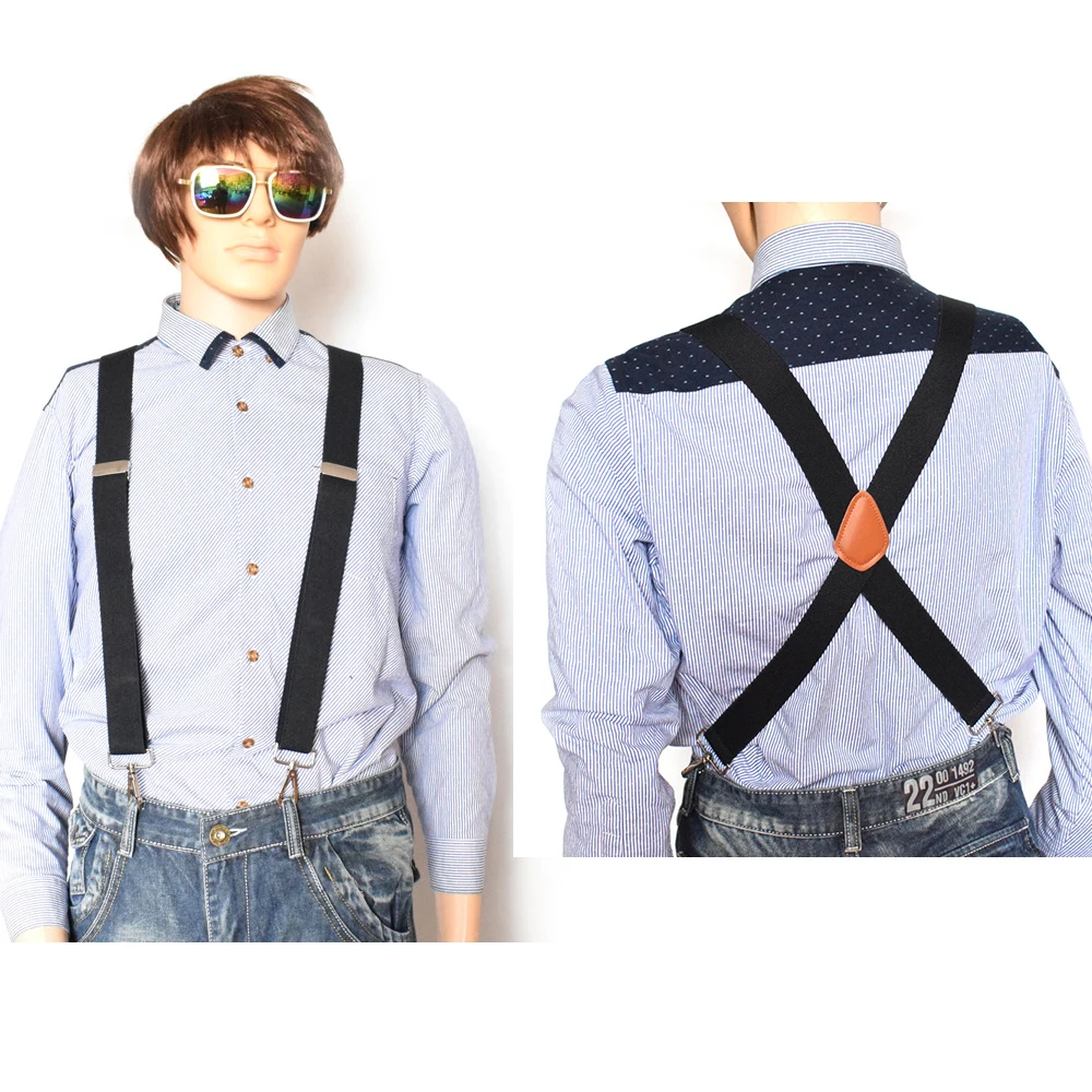 Подтяжки для взрослых 3,5 см Регулируемые Эластичные подтяжки X-образной формы мужские подтяжки с зажимом 4 крючка подтяжки для брюк мужские ремни для ремня