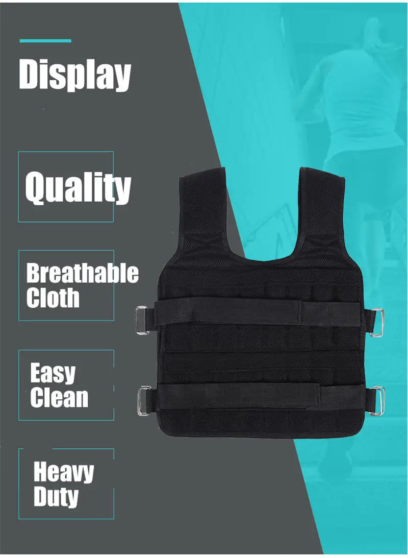 35KG Loading Weight Vest For Boxing Weight Training Workout Fitness Gym Equipment Adjustable Waistcoat Jacket Sand Clothing