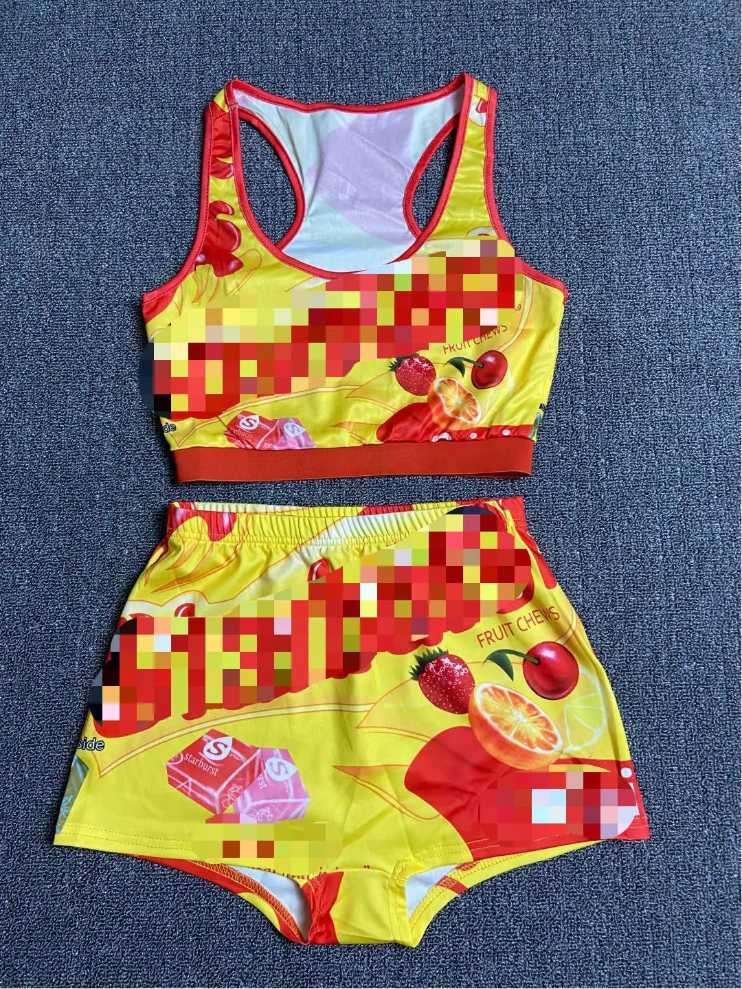  New Custom Women Two Piece Set Digital Printing Hot Pants High Waist Sexy Bike Sweet Candy Shorts