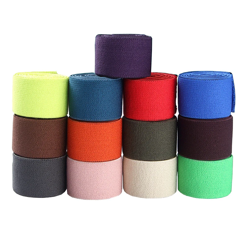 Manufacturer Directly Supplies 2cm 2.5cm Colored Elastic Band Thickened Imitation Nylon Woven Elastic Bands For Clothes