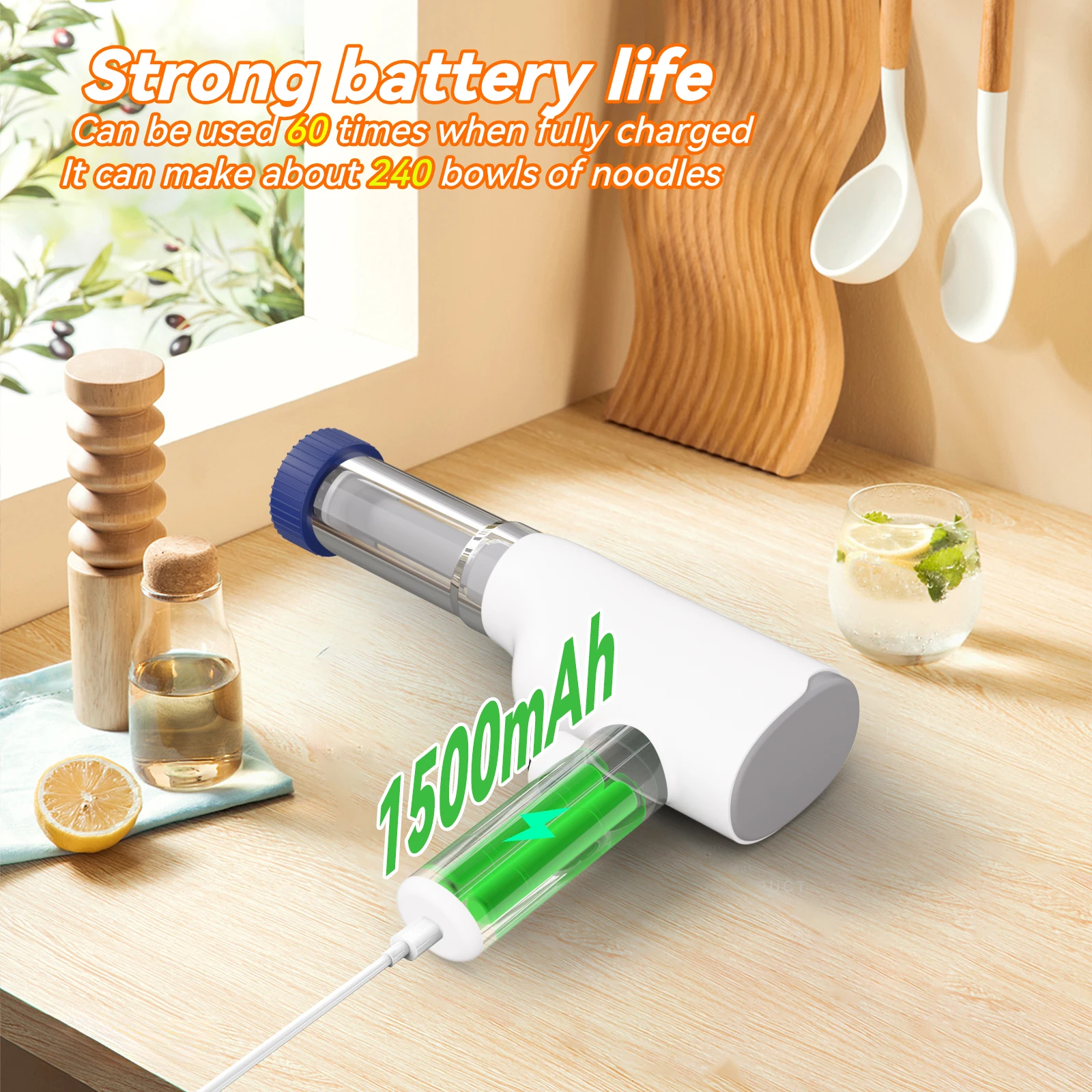 Booming 2024 New Arrival 1500mah Electric Portable Rechargeable Noodle Maker SUS 304 Handheld Noodle Maker Machine for Kitchen