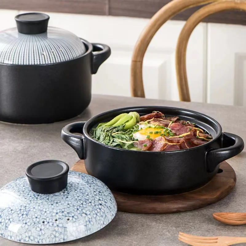 Gas stove Safe Casserole Pot Ceramic Clay Pot Cookware Casserole Dish Soup Stew Pot Ensemble Casserole with Lid