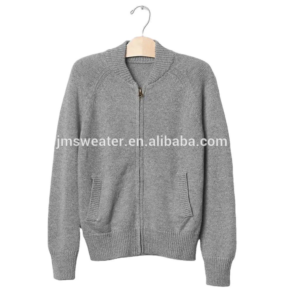 Guangzhou custom sweater supplier ODM mock neck full zipper fancy school cardigan men sweater knit bomber