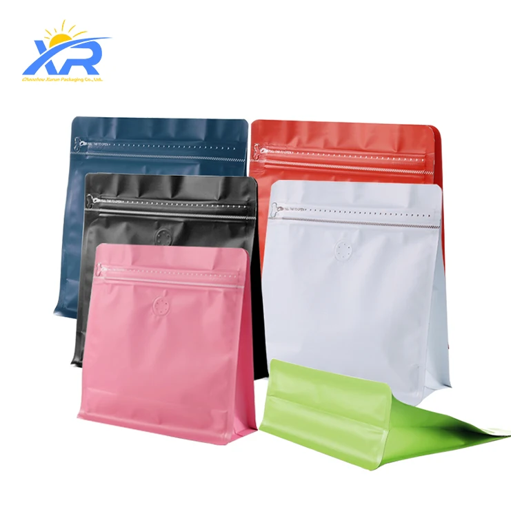 Custom Flat Square Bottom Aluminum Foil Coffee Bean Packaging 100g/250g/500g Coffee Bags with Valve and Zipper