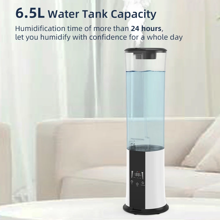 cool mist Mute smart Constant humidity Purifying water touch control LED Display 6.5L plastic ultrasonic floor humidifier