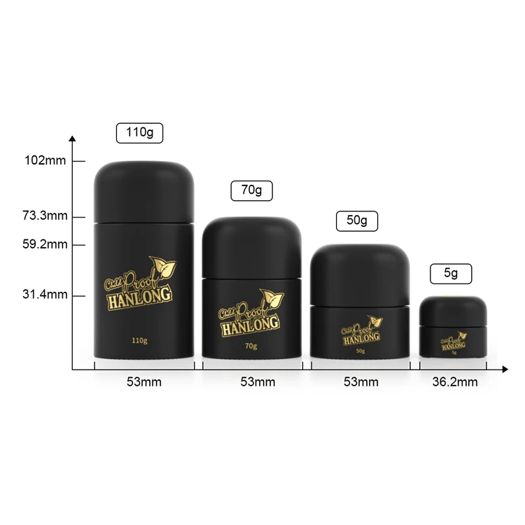 Customized Printing 5g 50g 70g 110g Child Resistant Lid Airtight Container Jar Flower Stash Storage Childproof Glass Jar