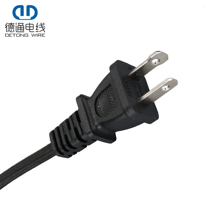 Good Quality 2 Cores 125V Home Appliance PVC Insulated Lamtop Computer US Power Cord