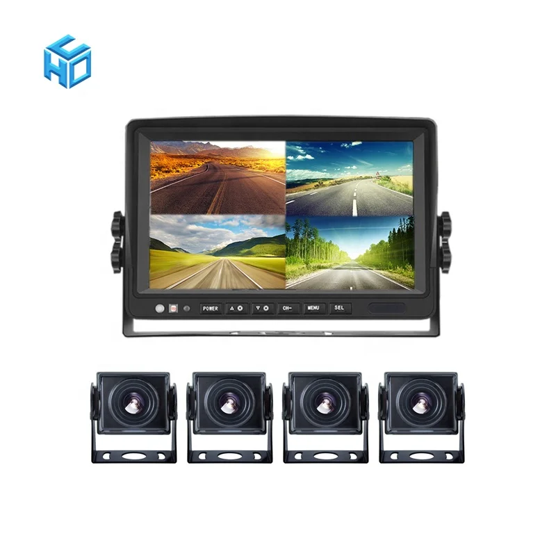 IPS Security Bus Truck Rear Side View Camera Monitor Kit Front and Back camera for Car with Monitor 4 Cameras System for Truck