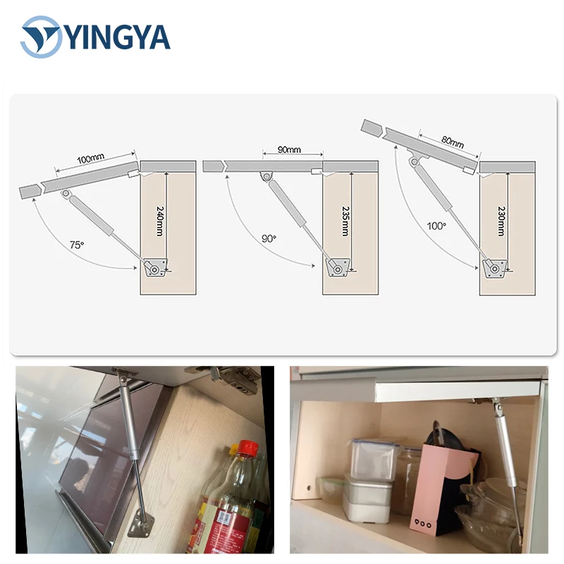 Hydraulic Gas Strut 100N Pneumatic Furniture Cabinet Door Support Lift Stay Hinge for Kitchen Bedroom Dining Laundry