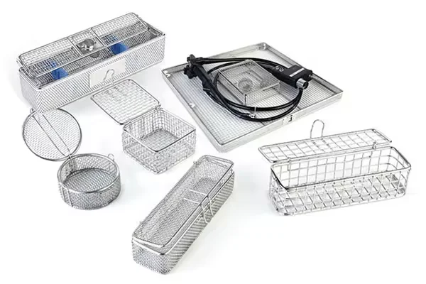 Factory OEM SS304 316 Stainless steel storage baskets woven metal basket thick drain basket for cleaning and disinfection