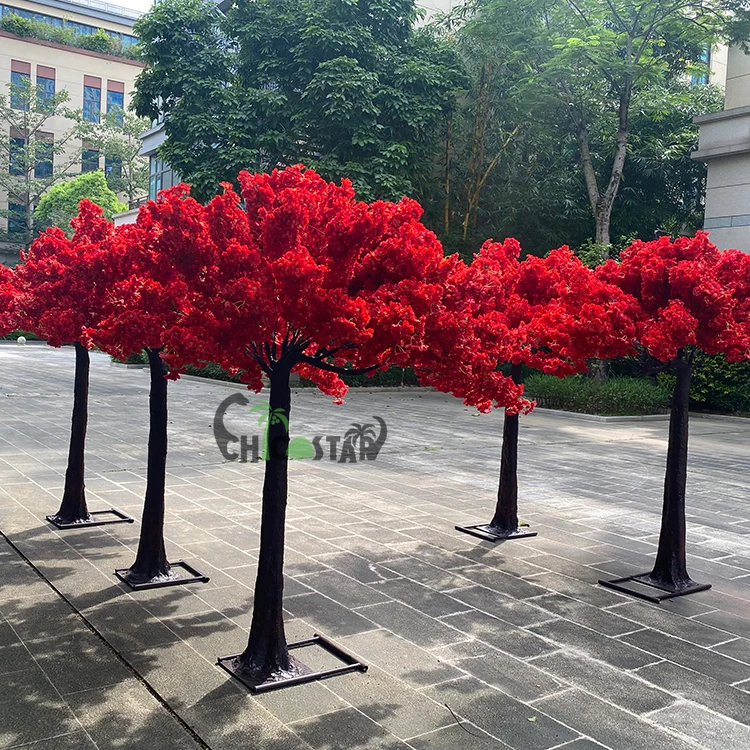 Indoor red artificial arch cherry blossom tree for wedding backdrop decorate