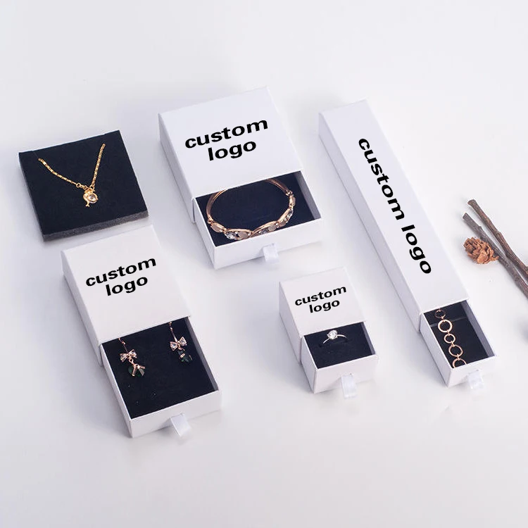 Custom Mini caja de joyeria earring rings necklace luxury gift box sliding paper box drawer jewelry packaging box