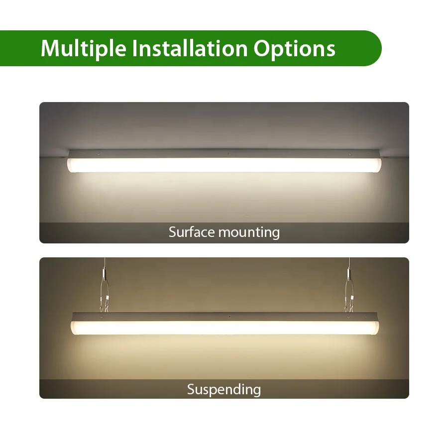 UL DLC 2FT 4FT 8FT Light 100-347V Commercial Ceiling Fixture Linkable LED Batten Strip Light