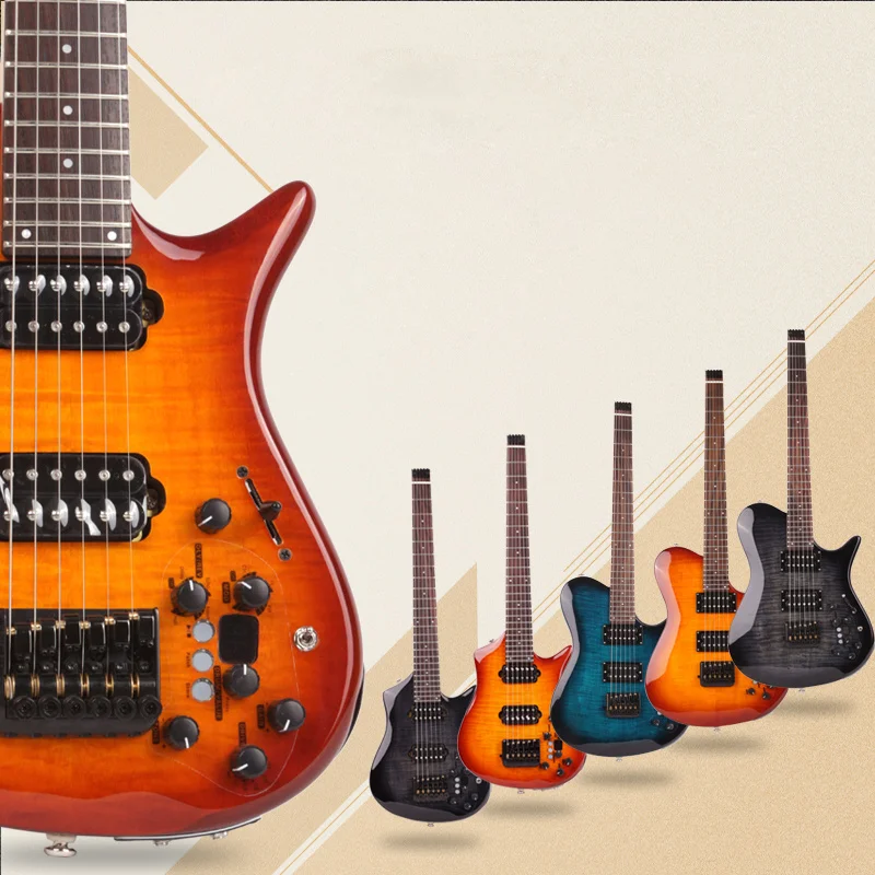 Handmade custom built in effect portable travel headless silent electric guitar guitars