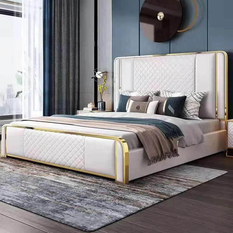 Hot selling simple design bedroom modern bently luxury stainless steel leather Home
