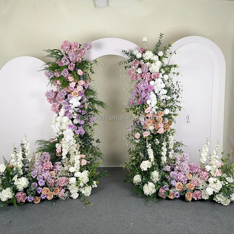 SMOOTH Forest 5D Artificial Purple Flower Arrangement Floor Flower Runner for Wedding Party Background Decoration