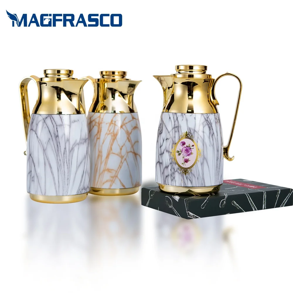 
0.7L 1L High Quality Color Pattern Arab Saudi Yemen Coffee Tea Thermos Vacuum Flask with Glass Liner 