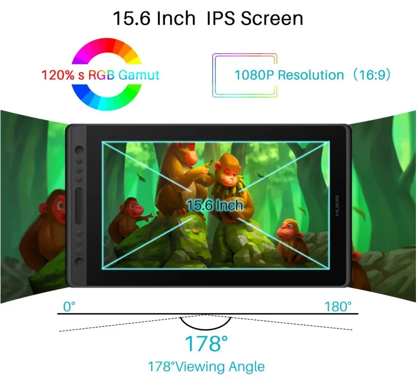 Huion Kamvas Pro16 Interactive Design New Arrival Work Kids Drawing Monitor