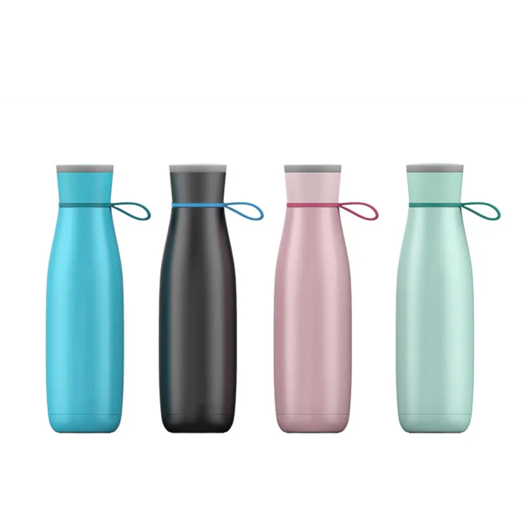 
17 Ounce Wireless Double Wall Insulated Stainless Steel Water Bottle with a Speaker Lid and LED Light 