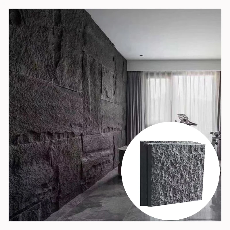 Interior Lightweight Pu Stone Artificial Rock Stone Veneer Cladding Panels Exterior Wall 3d Decoration Stone Wall Panel