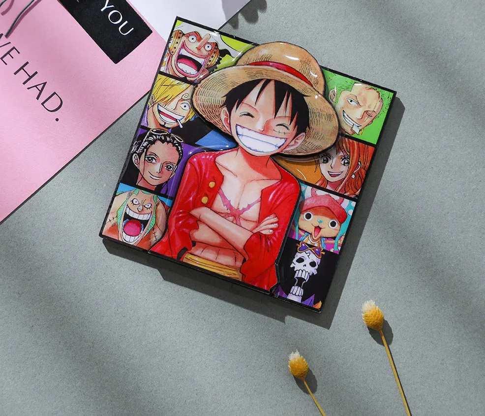 High Quality Fridge Magnets Creative Cartoon Wood 3D Piece Luffy Zoro Chopper Sanji 3D Anime Fridge Magnet for Xmas Gift