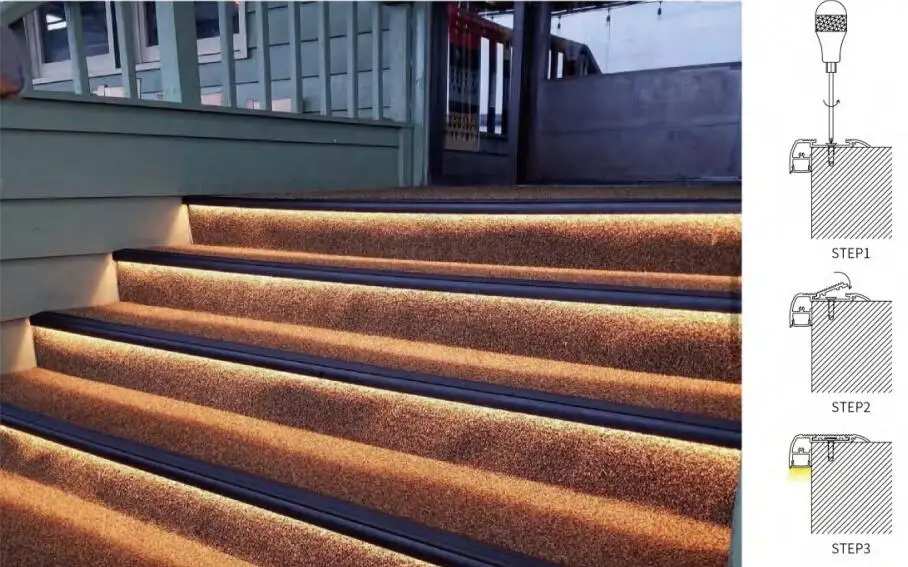 65*28mm Anodized aluminum stair nose STAIR PROFILE INDIRECT