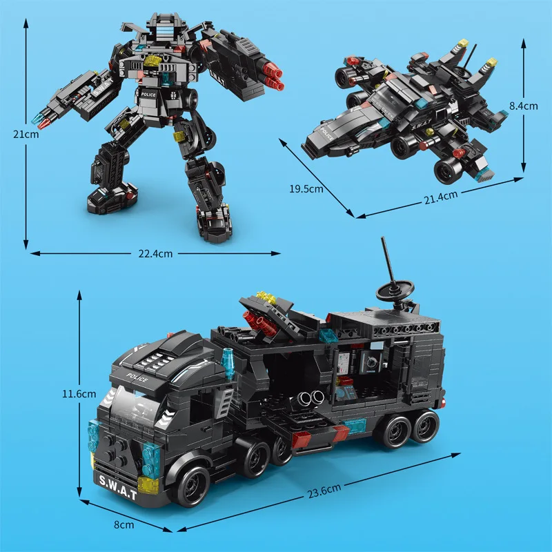 Compatible with 585Pcs City Station SWAT Truck Car DIY Toys for Boys Kids Gifts Building Block Set