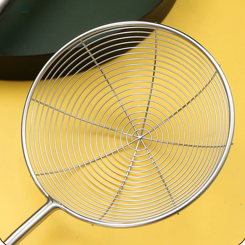 Large Stronger Solid 304 Stainless Steel Spider Strainer Skimmer Ladle Kitchen Utensils Wire Strainer Colander