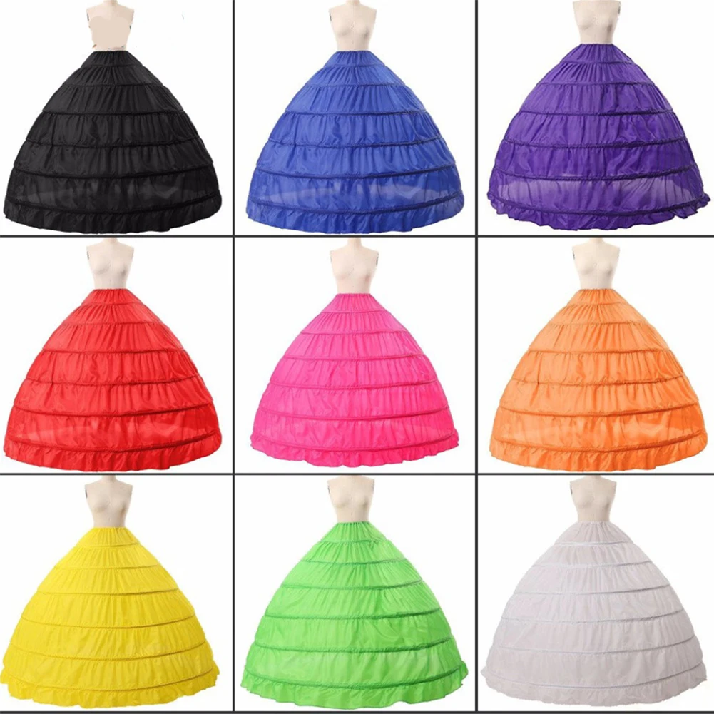 Wedding Accessories Petticoat Vestido Longo Ball Gown Crinoline Underskirt  multi 8 colors 6 Hoops Skirt Petticoats