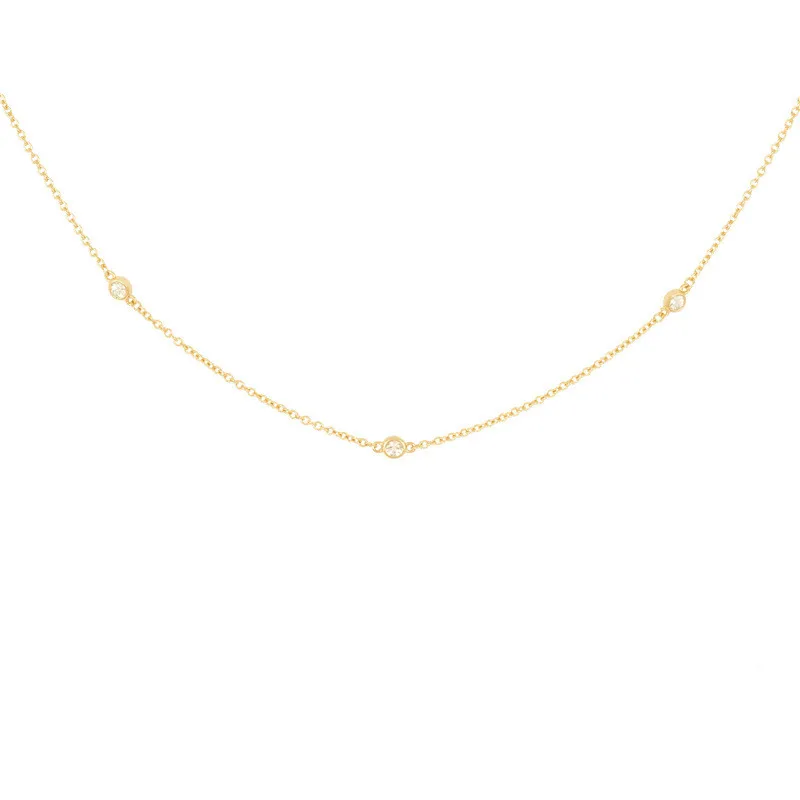 Customize Women Girls 18k Jewelry Small Bezel Cubic Zirconia Diamond 925 Sterling Silver Link Chain