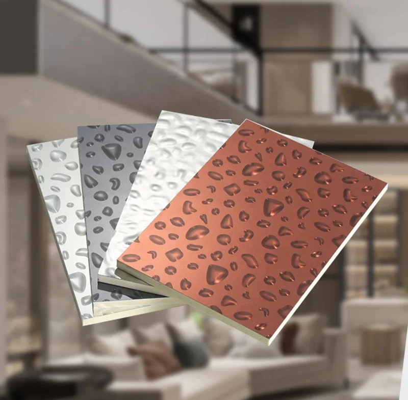 Fireproof Bamboo Charcoal Metal Wall Board Simple Design Style Decoration Materials Stone Marble 3d Wpc Wall Panel