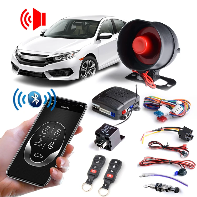 2024 Auto Electronics One Way Car Alarm System Phone APP Remote Control Car Alarm