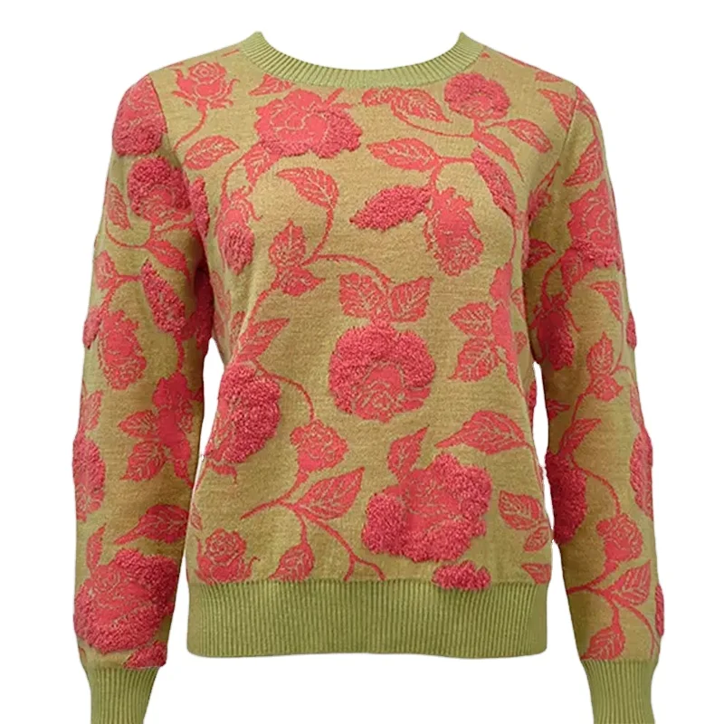 Eco Custom Logo Oversized Knitted Embroidery cardigan Ladies wholesale Knit Jacquard Winter Women Cardigans Sweater For Women