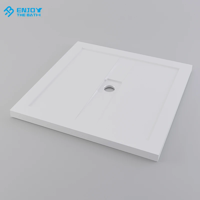 ETB Modern White Solid Surface Cultured Marble Bathroom Shower Tray Bases