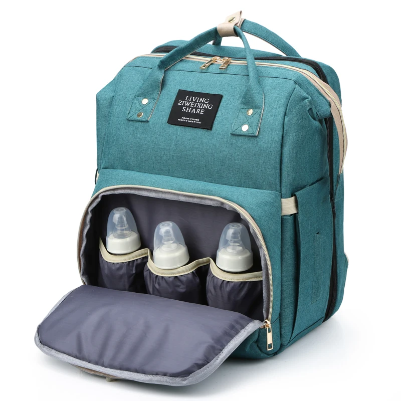 Wholesale Custom Logo Pattern Fashion Candy Color Mom Bags Bed Backpack Baby Diaper Bag with Usb Charger