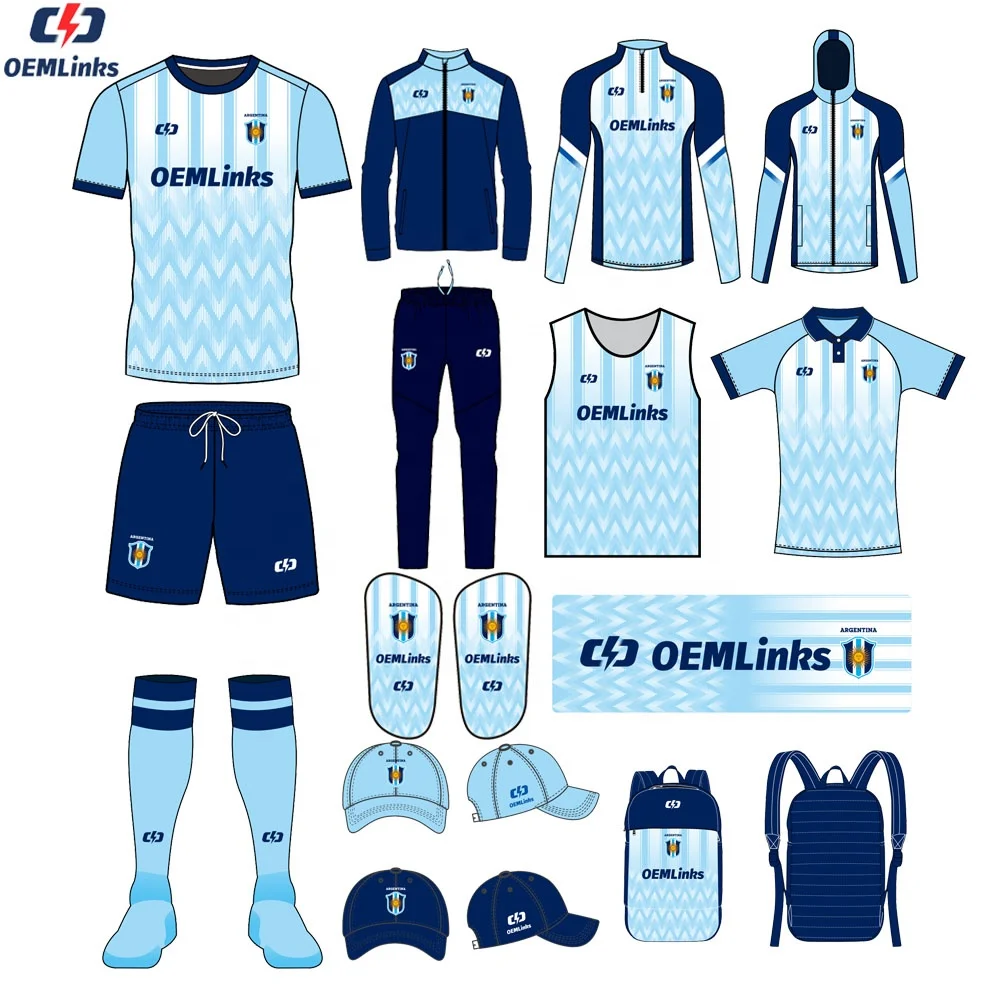 Custom dropshipping football shirt football kit quick dry soccer jersey blue yellow set sublimated jersey football uniforms