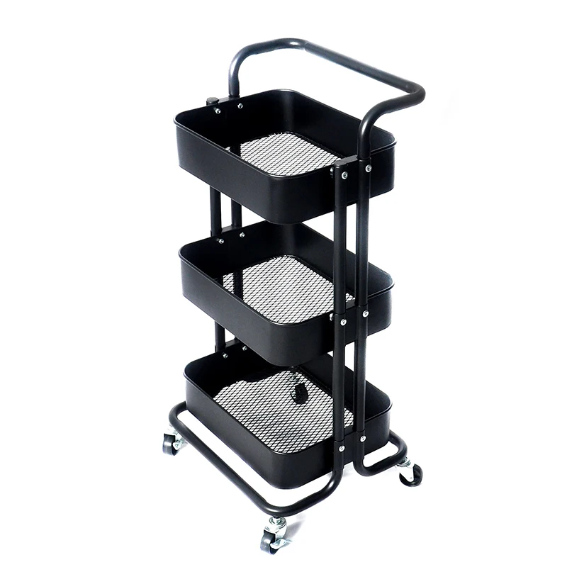 Bathroom 3 Tier Stainless Steel Shelves Trolley Utility Storage Rolling Carts