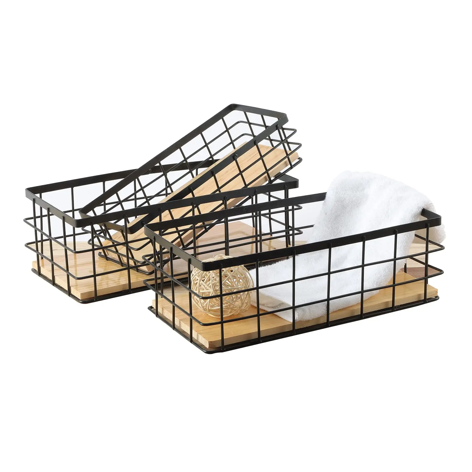 Ready to ship storage baskets hanging organizer storage bathroom storage handle basket with hooks