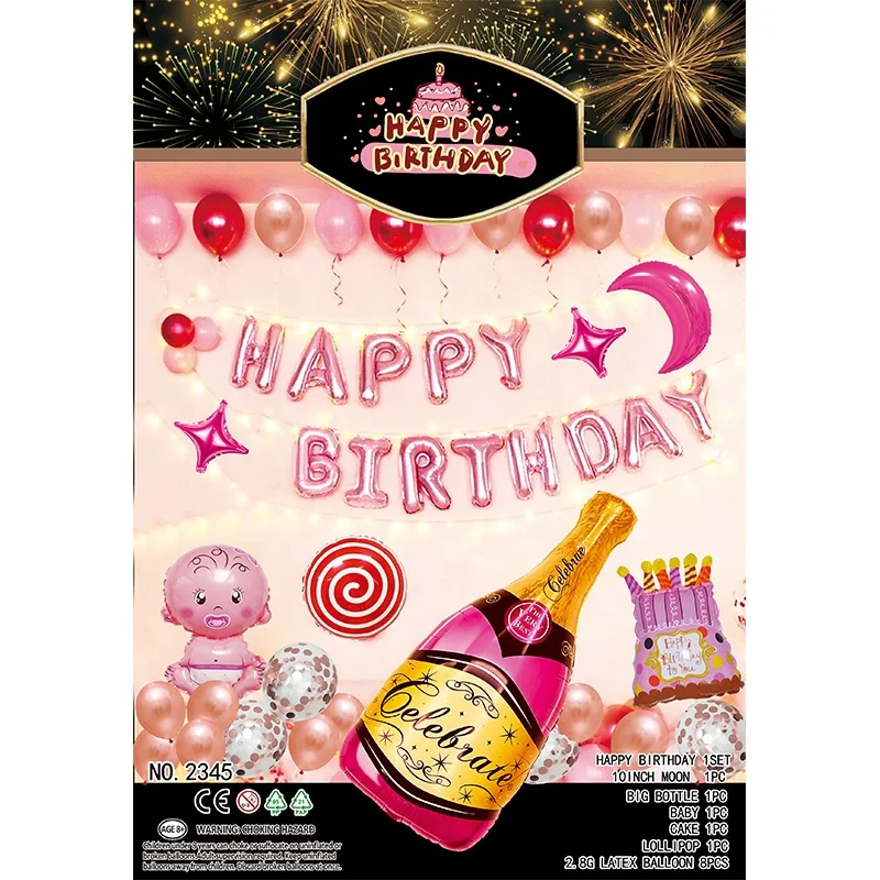 Wholesale inflatable letter foil balloons helium with happy birthday cake